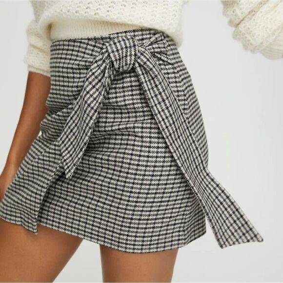 Wilfred Wrap-Front Skirt beige houndstooth check Size 0 - Picture 3 of 14